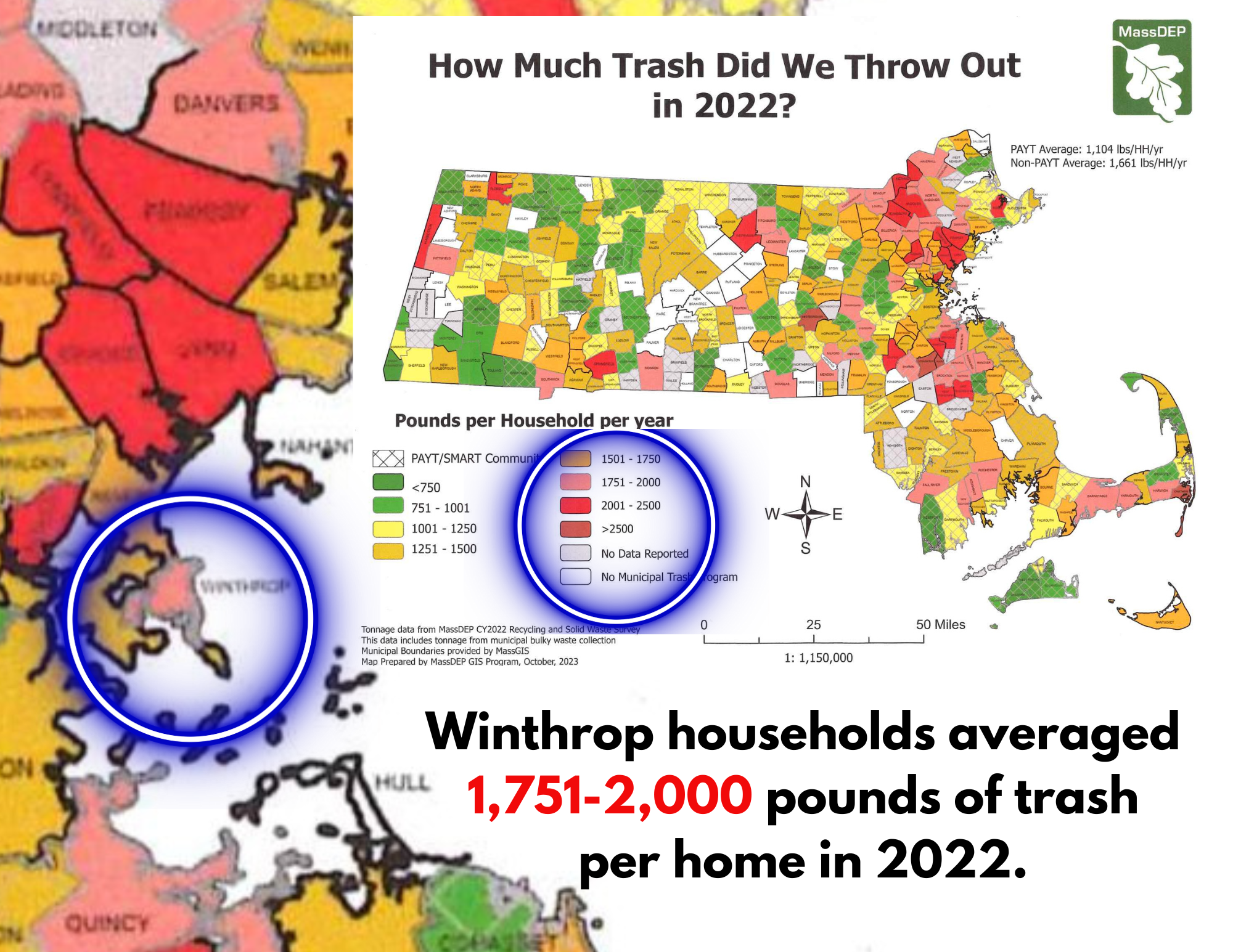 How much trash did 02152 throw out in 2022?