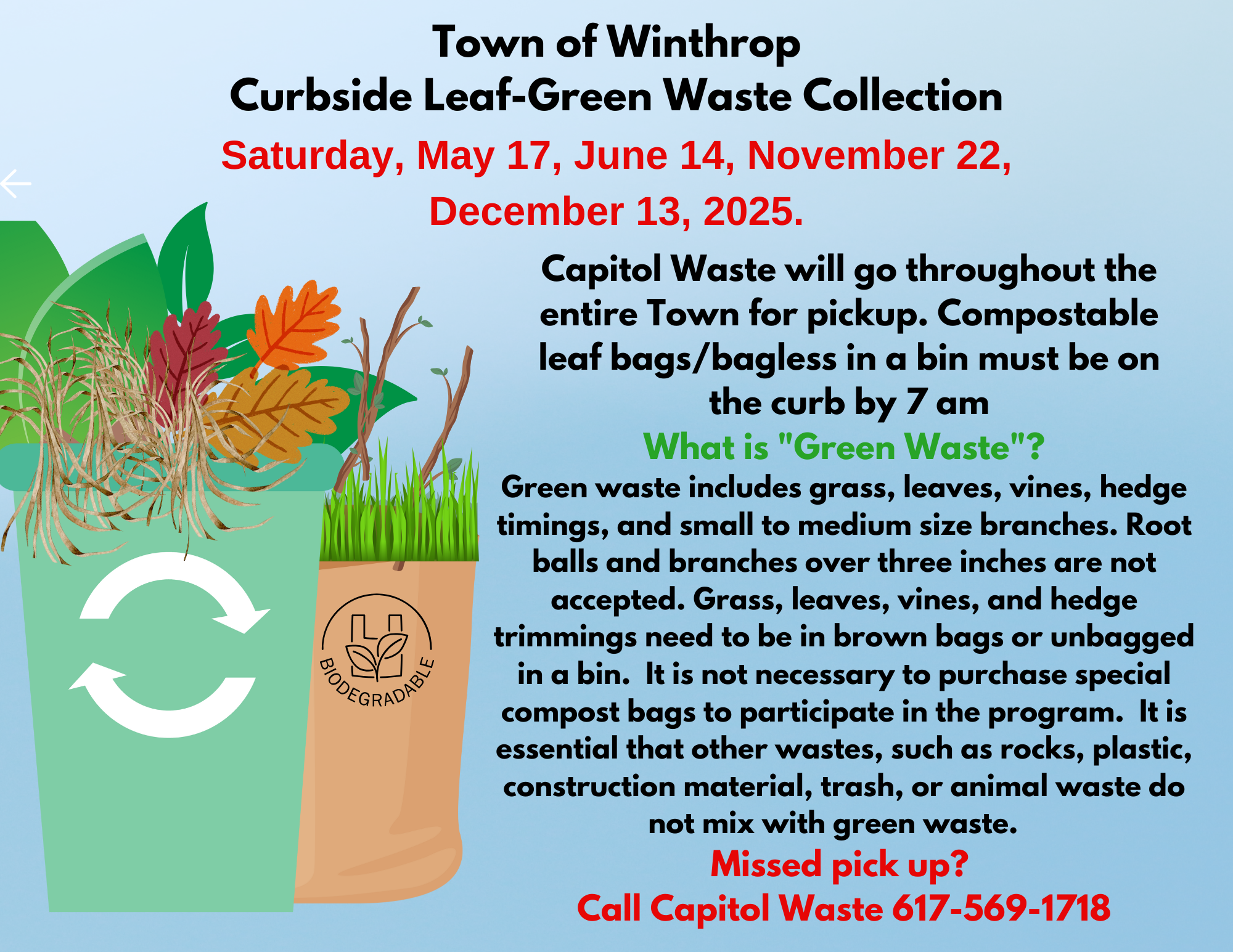 2025 Curbside Green Yard Waste and Leaf Collection 