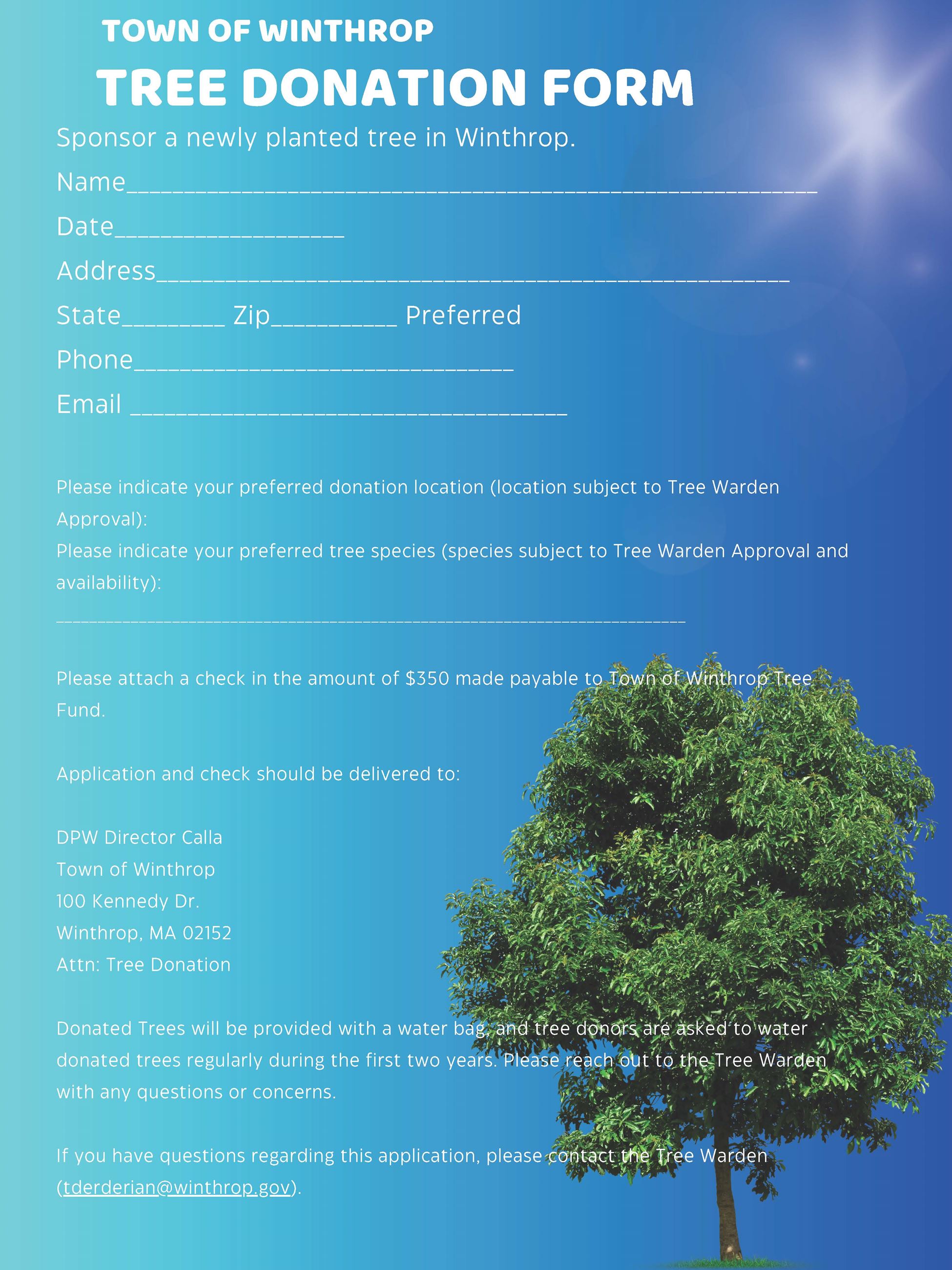 tree donation form