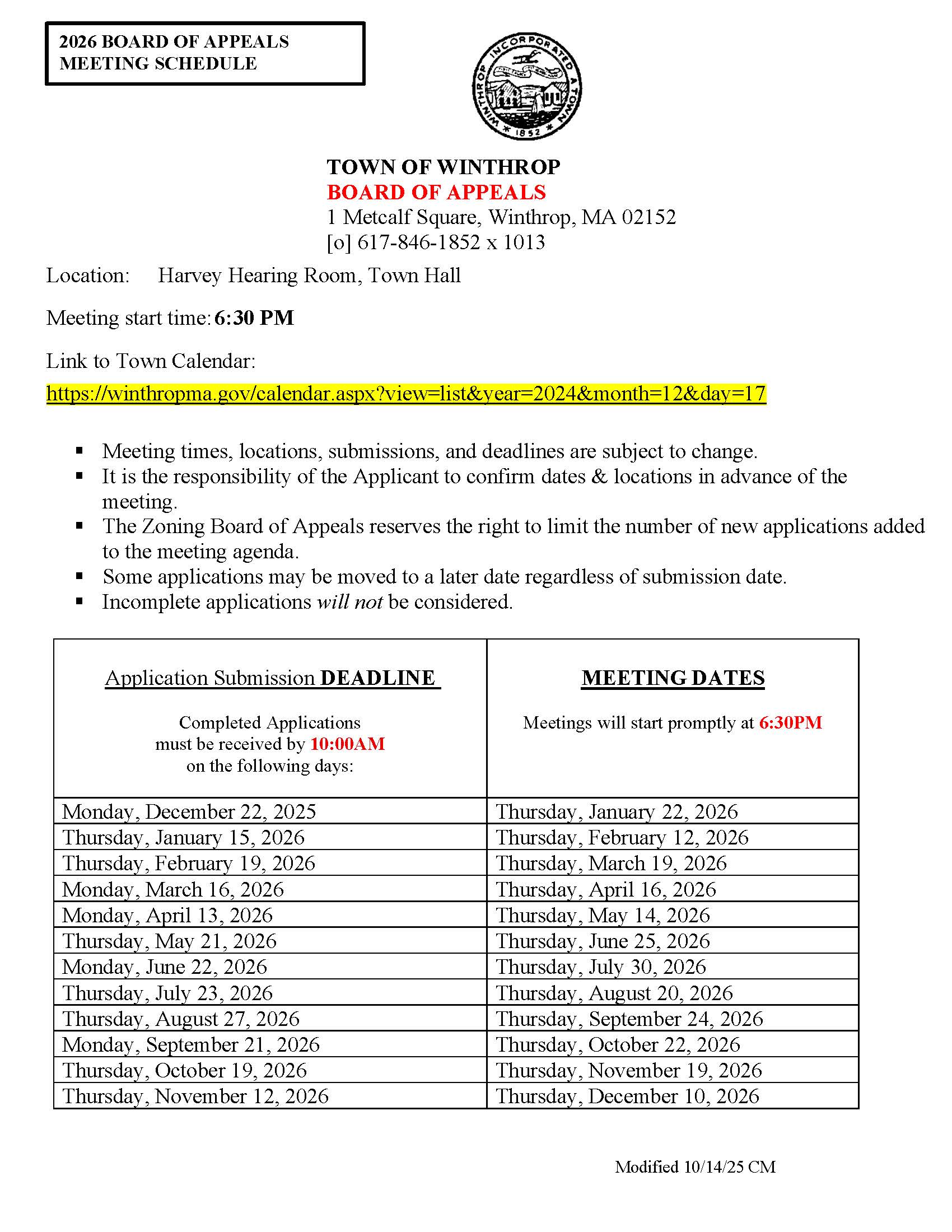 2026 ZBA Schedule-Final (002)